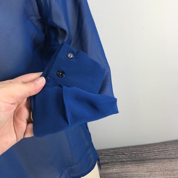 The Limited Deep Blue Sheer Button Cuffed Shirt - Picture 3 of 8